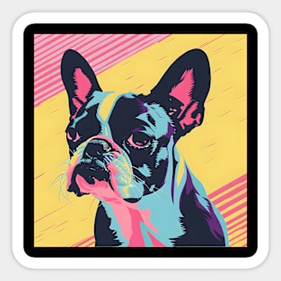 70s Boston Terrier Vibes: Pastel Pup Parade Sticker